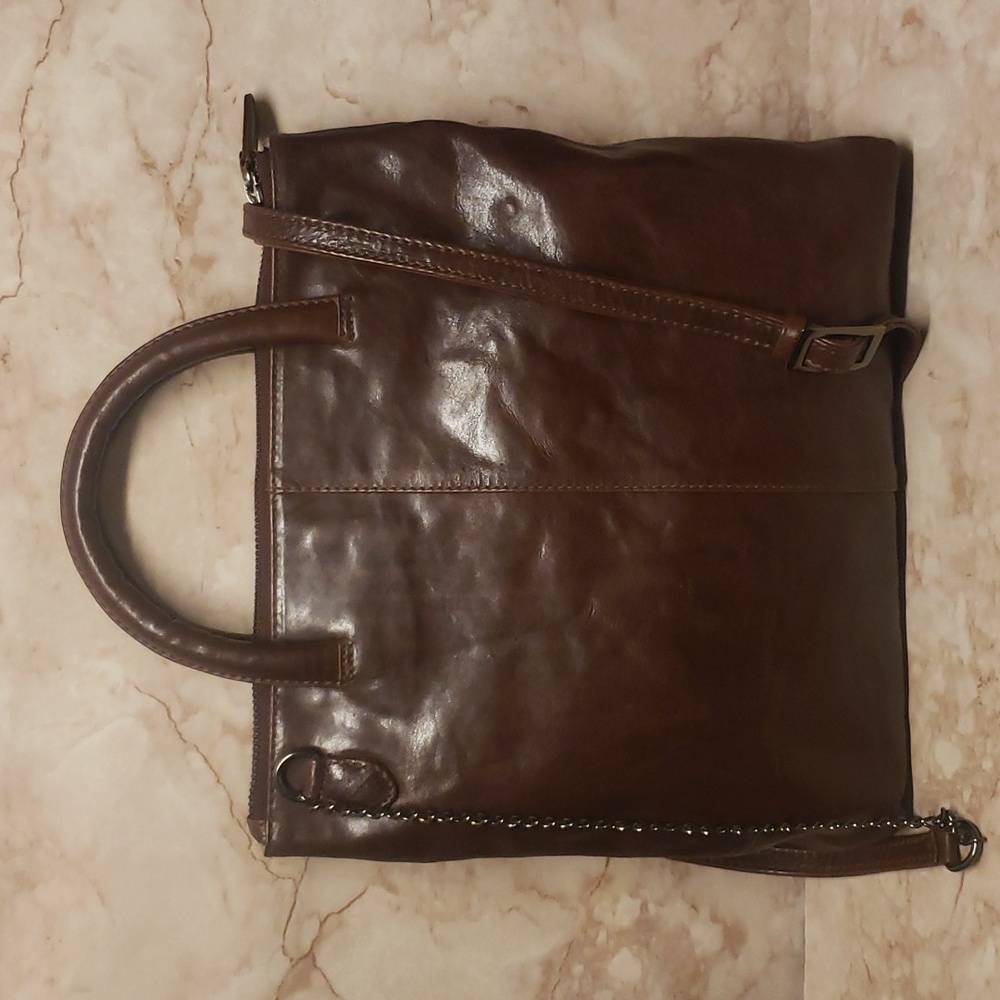 Latico Brown Crossbody Bag Glossy Leather Finish
